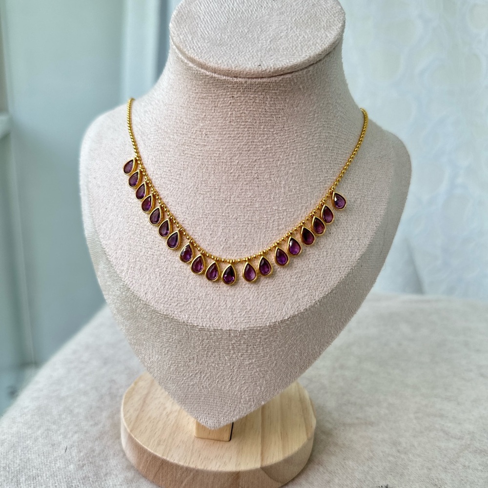 Elegant amethyst Teardrop Necklace 18k sterling silver